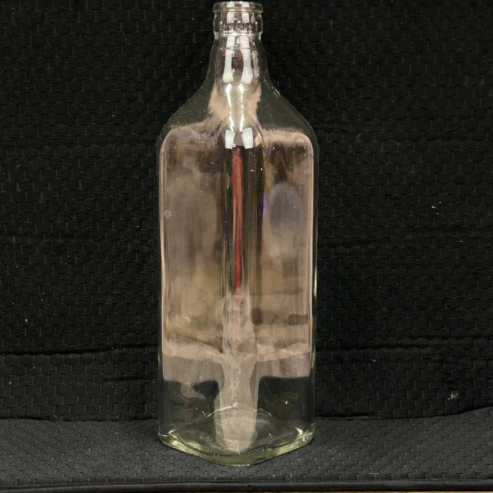 Vintage Clear Glass Square Liquor Oil Bottle 0.750 ml 10.5 Inch‎ DIY Decor